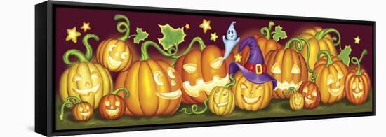 Pumpkins a Border-Olga And Alexey Drozdov-Framed Stretched Canvas