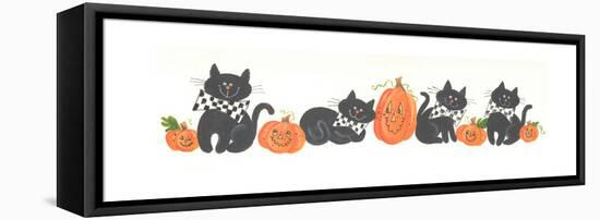 Pumpkins and Black Cats-Beverly Johnston-Framed Stretched Canvas