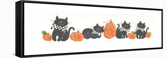 Pumpkins and Black Cats-Beverly Johnston-Framed Stretched Canvas