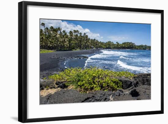Punaluu Black Sand Beach on Big Island, Hawaii, United States of America, Pacific-Michael Runkel-Framed Photographic Print
