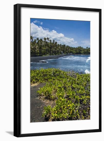 Punaluu Black Sand Beach on Big Island, Hawaii, United States of America, Pacific-Michael Runkel-Framed Photographic Print