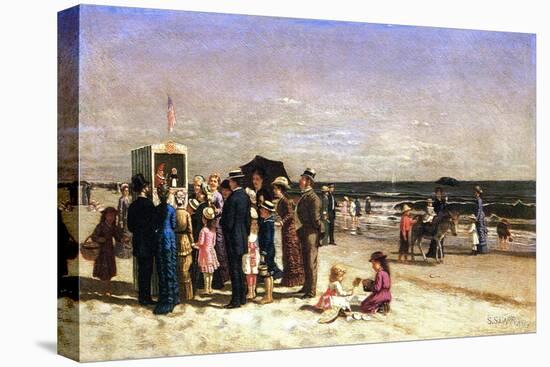 Punch and Judy on the Beach, Coney Island, 1880-Samuel S. Carr-Stretched Canvas