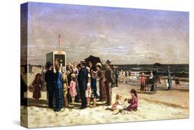 Punch and Judy on the Beach, Coney Island, 1880-Samuel S. Carr-Stretched Canvas