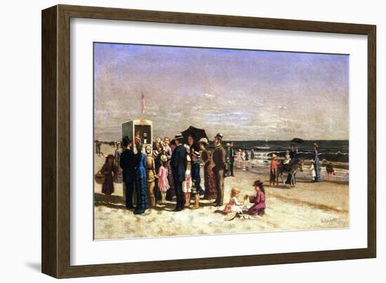 Punch and Judy on the Beach, Coney Island, 1880-Samuel S. Carr-Framed Giclee Print