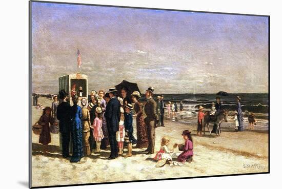 Punch and Judy on the Beach, Coney Island, 1880-Samuel S. Carr-Mounted Giclee Print