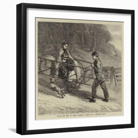 Punch and Judy on their Travels, a Sketch on a Turnpike Road-Samuel Edmund Waller-Framed Giclee Print