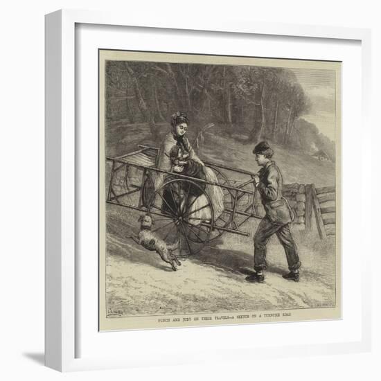 Punch and Judy on their Travels, a Sketch on a Turnpike Road-Samuel Edmund Waller-Framed Giclee Print