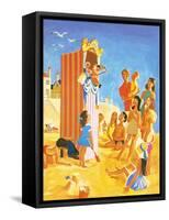 Punch and Judy Show on the Beach-English School-Framed Stretched Canvas