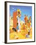 Punch and Judy Show on the Beach-English School-Framed Giclee Print