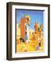 Punch and Judy Show on the Beach-English School-Framed Giclee Print
