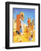 Punch and Judy Show on the Beach-English School-Framed Giclee Print