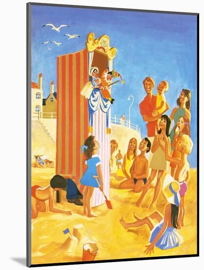 Punch and Judy Show on the Beach-English School-Mounted Giclee Print
