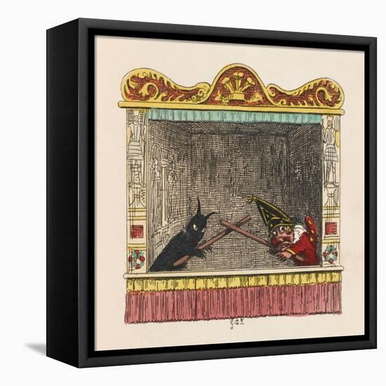 Punch Fights Old Nick-George Cruikshank-Framed Stretched Canvas