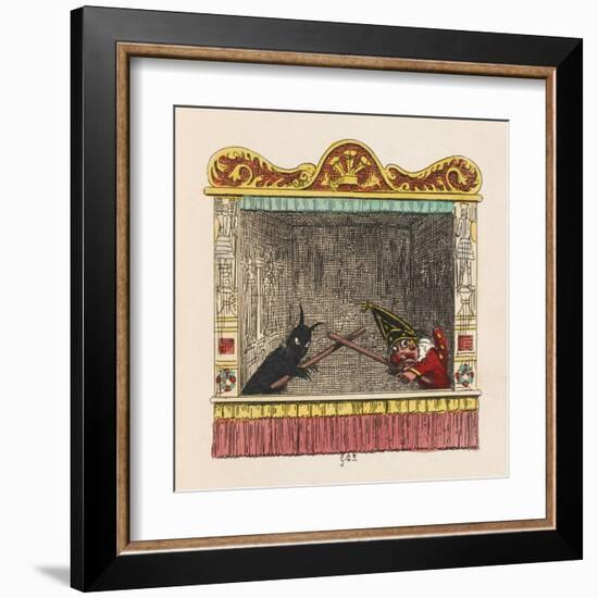 Punch Fights Old Nick-George Cruikshank-Framed Art Print