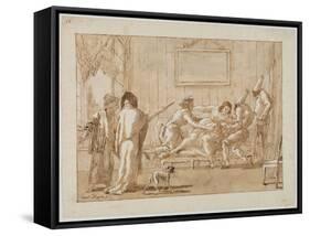 Punchinello's Mother  Sick in Pregnancy, c.1800-Giovanni Battista Tiepolo-Framed Stretched Canvas