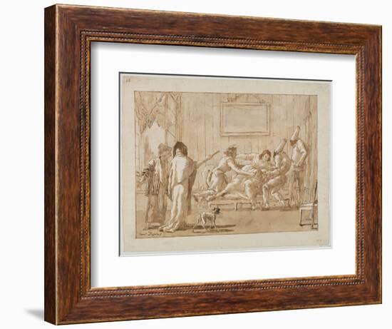 Punchinello's Mother  Sick in Pregnancy, c.1800-Giovanni Battista Tiepolo-Framed Giclee Print