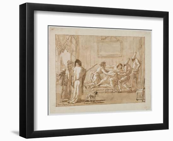 Punchinello's Mother  Sick in Pregnancy, c.1800-Giovanni Battista Tiepolo-Framed Giclee Print