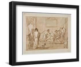 Punchinello's Mother  Sick in Pregnancy, c.1800-Giovanni Battista Tiepolo-Framed Giclee Print