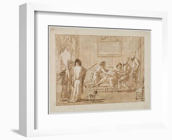 Punchinello's Mother  Sick in Pregnancy, c.1800-Giovanni Battista Tiepolo-Framed Giclee Print