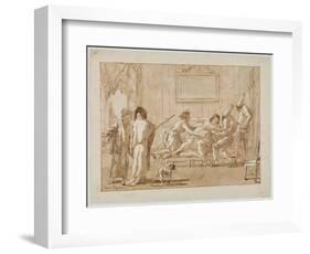 Punchinello's Mother  Sick in Pregnancy, c.1800-Giovanni Battista Tiepolo-Framed Giclee Print