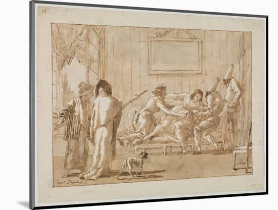 Punchinello's Mother  Sick in Pregnancy, c.1800-Giovanni Battista Tiepolo-Mounted Giclee Print