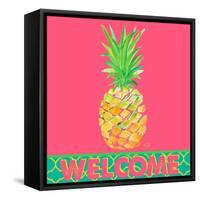 Punchy Pineapple Welcome-Julie DeRice-Framed Stretched Canvas