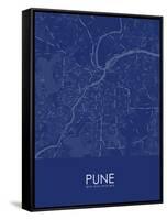 Pune, India Blue Map-null-Framed Stretched Canvas