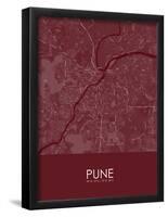 Pune, India Red Map-null-Framed Poster