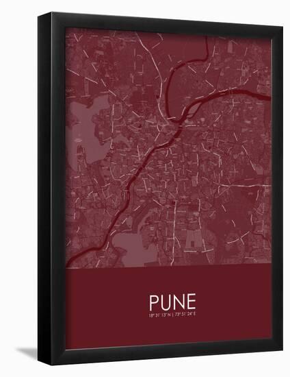 Pune, India Red Map-null-Framed Poster