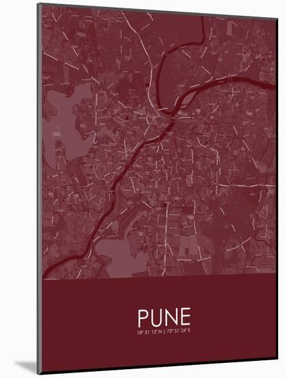 Pune, India Red Map-null-Mounted Poster