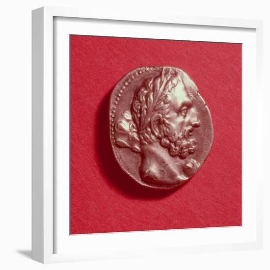 Punic Coin Bearing the Head of Hamilcar Barca (circa 270-228 BC) Minted at Carthage, circa 230 BC-null-Framed Giclee Print