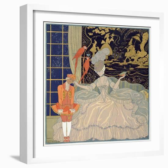 Punishing the Page (Colour Litho)-Georges Barbier-Framed Giclee Print