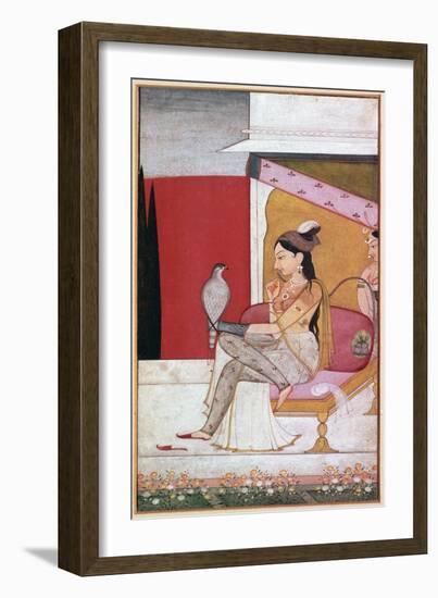 Punjabi illustration of a lady with a hawk. Artist: Unknown-Unknown-Framed Giclee Print