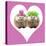 Punk Girl and Boy Hedgehog in Pink Heart Shaped Frame-null-Stretched Canvas