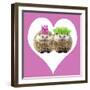 Punk Girl and Boy Hedgehog in Pink Heart Shaped Frame-null-Framed Photographic Print