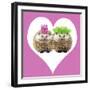 Punk Girl and Boy Hedgehog in Pink Heart Shaped Frame-null-Framed Photographic Print