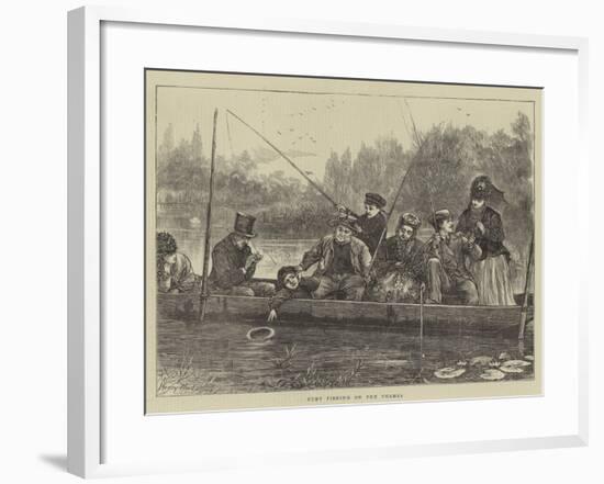 Punt Fishing on the Thames-Henry Woods-Framed Giclee Print