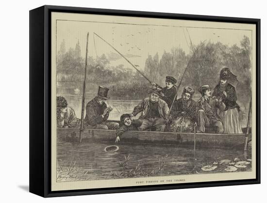 Punt Fishing on the Thames-Henry Woods-Framed Stretched Canvas