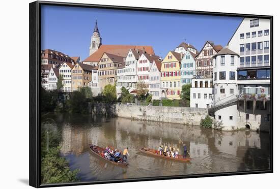 Punt on Neckar River, Old Town of Tuebingen, Stiftskirche Church, Baden Wurttemberg, Germany-Markus Lange-Framed Photographic Print