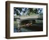 Punt on River Avon Going Under Bridge, Christchurch, Canterbury, South Island, New Zealand-Julian Pottage-Framed Photographic Print