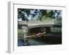 Punt on River Avon Going Under Bridge, Christchurch, Canterbury, South Island, New Zealand-Julian Pottage-Framed Photographic Print