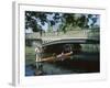 Punt on River Avon Going Under Bridge, Christchurch, Canterbury, South Island, New Zealand-Julian Pottage-Framed Photographic Print