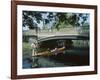 Punt on River Avon Going Under Bridge, Christchurch, Canterbury, South Island, New Zealand-Julian Pottage-Framed Photographic Print