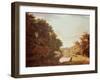 Punt on the River Clodiagh at Charleville Forest, Offaly with Farm and Dairy beyond-William Ashford-Framed Giclee Print