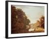 Punt on the River Clodiagh at Charleville Forest, Offaly with Farm and Dairy beyond-William Ashford-Framed Giclee Print