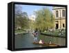 Punting, Cambridge, Cambridgeshire-Peter Thompson-Framed Stretched Canvas
