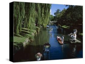 Punting on River Avon, Christchurch, Canterbury, South Island, New Zealand-G Richardson-Stretched Canvas