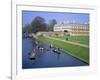 Punting on the Backs, River Cam, Clare College, Cambridge, Cambridgeshire, England, UK-David Hunter-Framed Photographic Print