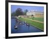 Punting on the Backs, River Cam, Clare College, Cambridge, Cambridgeshire, England, UK-David Hunter-Framed Photographic Print