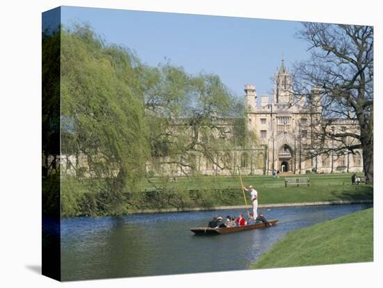 Punting on the Backs, with St. John's College, Cambridge, Cambridgeshire, England-G Richardson-Stretched Canvas